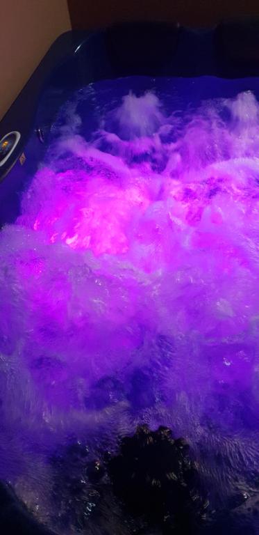 Illuminated hot tub detail.