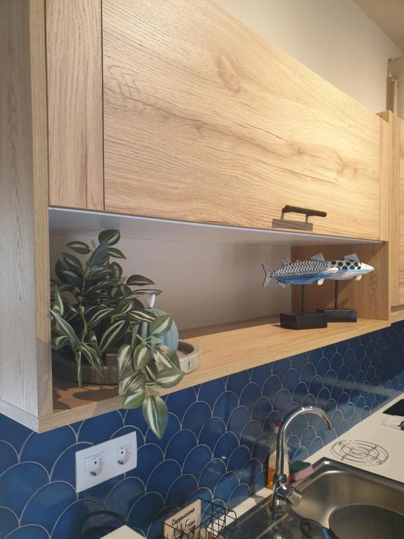 Contemporary interior detail from one of the renovated units.
